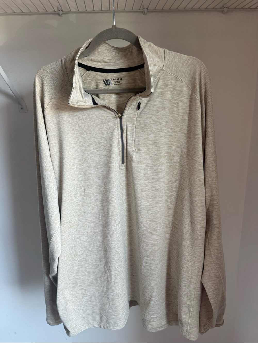 VRST Men's Lightweight Quarter-Zip Pullover Sweater in Heather Cream